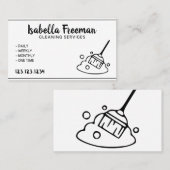 Einzigartiger Reinigungsservice in Weiß und Schwar Visitenkarte (Vorne/Hinten)