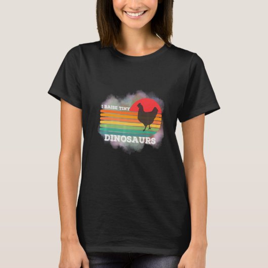 Einzigartiger Retro 70er Sunset I Raise Tiny Chick T-Shirt (Vorderseite)