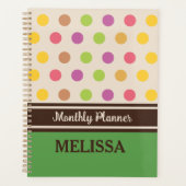 Einzigartiger Retro farbenfroher gepunkteter grüne Planer (Vorderseite)