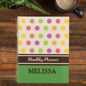 Einzigartiger Retro farbenfroher gepunkteter grüne Planer