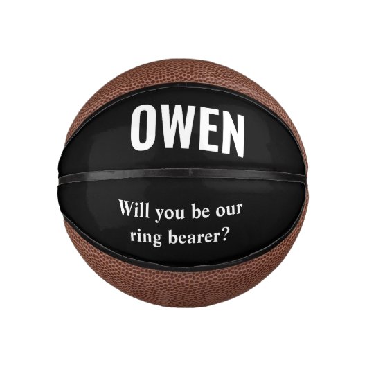 Einzigartiger Ring Bearer Wedding Vorschlag Basket Mini Basketball (Vorderseite)