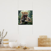 Einzigartiger Roaring Leopard im Dschungel Poster (Küche)