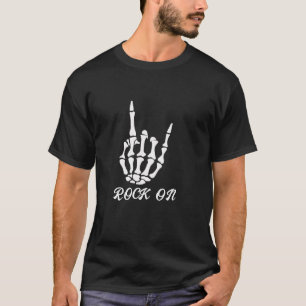 Einzigartiger Rock & Roll Skelton Hand Rock on T-Shirt