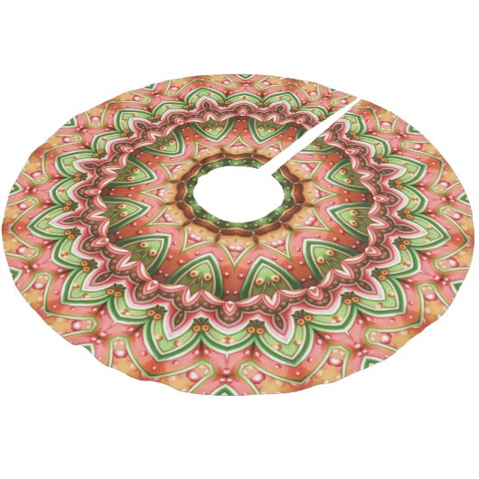 Einzigartiger Rosa Grüner Weihnachtsbaumrock Polyester Weihnachtsbaumdecke (Schrägansicht)