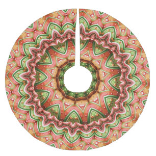 Einzigartiger Rosa Grüner Weihnachtsbaumrock Polyester Weihnachtsbaumdecke