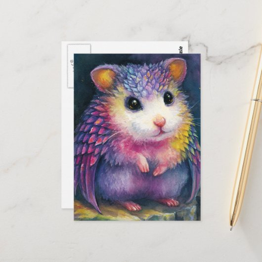 Einzigartiger Rosa Hamster-Drache Postkarte (Vorderseite/Rückseite Beispiel)