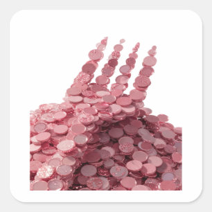 Einzigartiger Rosa HAND OF MONEY Vinyl-Stil Quadratischer Aufkleber