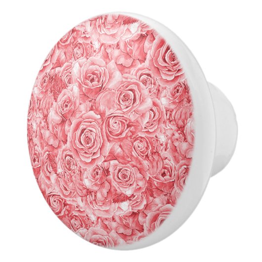 Einzigartiger rosa Rose-Keramik Keramikknauf (Rechts)