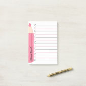 Einzigartiger rosa Stift Personalisierter Lehrer Post-it Klebezettel (Auf Schreibtisch)