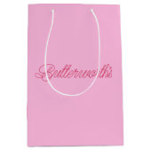Einzigartiger rosa und roter typografischer Geschä Mittlere Geschenktüte (Vorderseite)