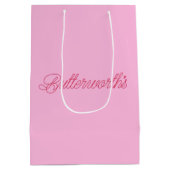 Einzigartiger rosa und roter typografischer Geschä Mittlere Geschenktüte (Rückseite)