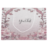 Einzigartiger rosafarbener Blumenbeutel Große Geschenktüte (Vorderseite)