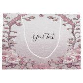 Einzigartiger rosafarbener Blumenbeutel Große Geschenktüte (Rückseite)