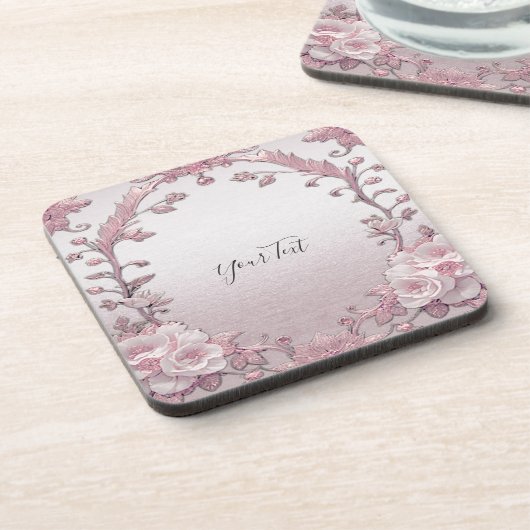 Einzigartiger rosafarbener Untersetzer aus Hartkun (Linke Seite)