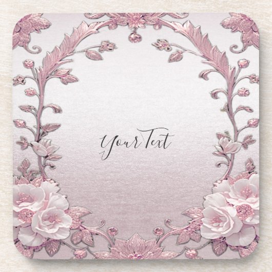 Einzigartiger rosafarbener Untersetzer aus Hartkun (Vorderseite)