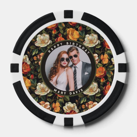Einzigartiger Rosenblumengarten-Geburtstagsfeier Pokerchips (Vorderseite)