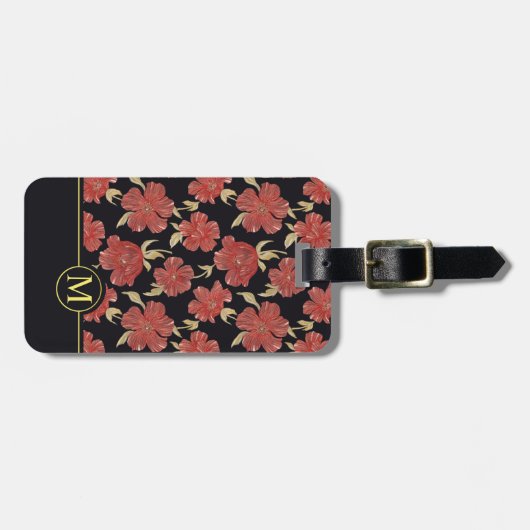 Einzigartiger roter BlumenGepäckanhänger des Gepäckanhänger (Vorderseite horizontal)