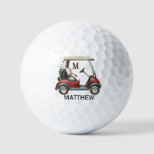 Einzigartiger roter Cart-Monogramm-Name Golfball (Vorderseite)