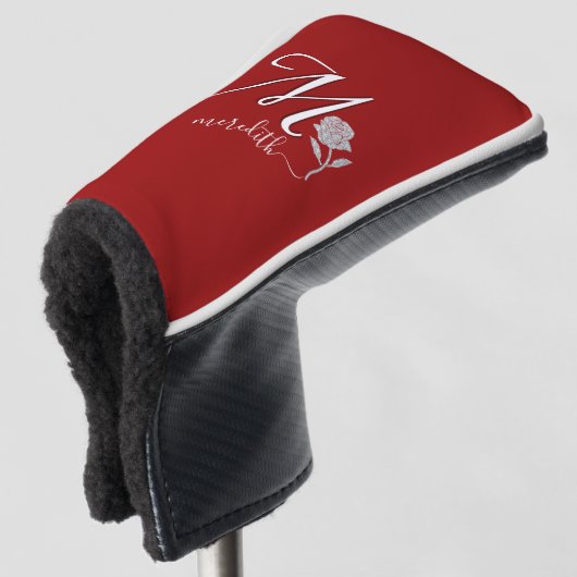 Einzigartiger roter Rose-Putter Golf Headcover (3/4 Vorderseite)