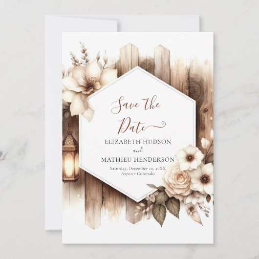 Einzigartiger Rustikaler Hochzeitstag Save The Date (Vorderseite)