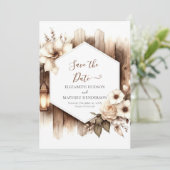 Einzigartiger Rustikaler Hochzeitstag Save The Date (Stehend Vorderseite)