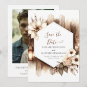 Einzigartiger Rustikaler Hochzeitstag Save The Date (Vorne/Hinten)