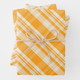 Einzigartiger rustikaler Landgelb-&-Creme-Karo Geschenkpapier Set