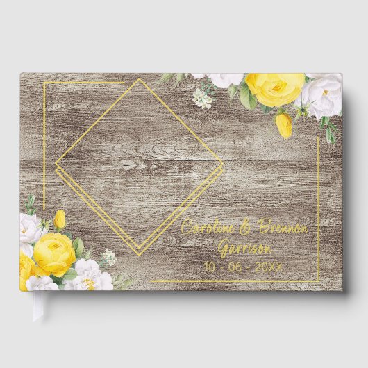 Einzigartiger Rustikaler Western Boho Gold Gästebuch (Vorderseite)