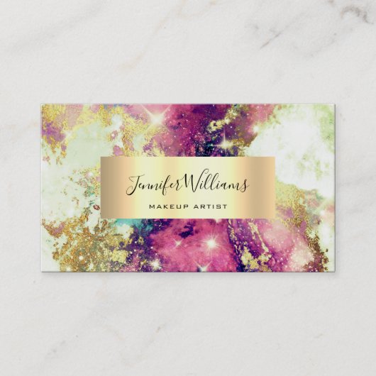 Einzigartiger Salon Wasserfarben Funkelnd Gold Visitenkarte (Vorderseite)