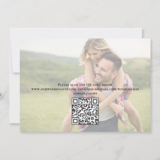Einzigartiger, Save the Date Foto QR Code Minimali (Rückseite)