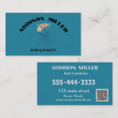 Einzigartiger Schönheitshaar & Makeup &QR-Code Visitenkarte (Vorne/Hinten)