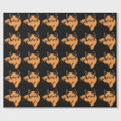 Einzigartiger Schwarz & Orange Pop Art Wolf Silhou Geschenkpapier (Flach)