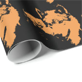 Einzigartiger Schwarz & Orange Pop Art Wolf Silhou Geschenkpapier (Rolleneckpunkt)