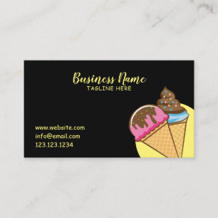 Einzigartiger Schwarz Sweet Ice Cream Cones Zucker Visitenkarte