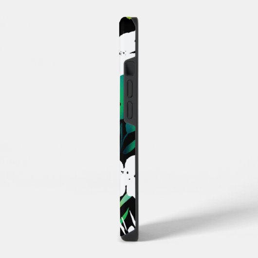 Einzigartiger Schwarz-Weiß-Blütenakzent iPhone Hülle (Linke Seite)