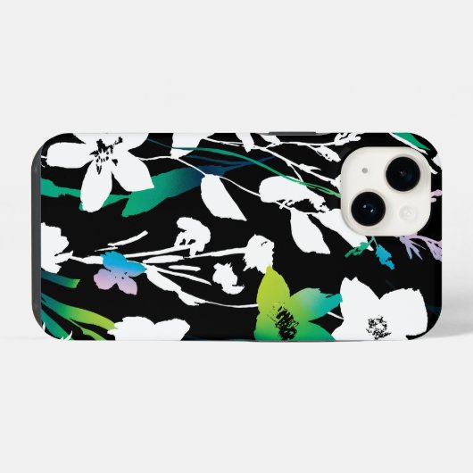 Einzigartiger Schwarz-Weiß-Blütenakzent iPhone Hülle (Rückseite (Horizontal))