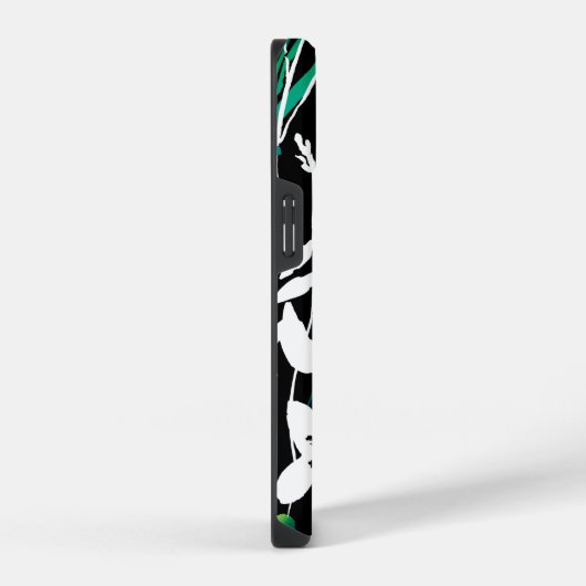 Einzigartiger Schwarz-Weiß-Blütenakzent iPhone Hülle (Rechte Seite)