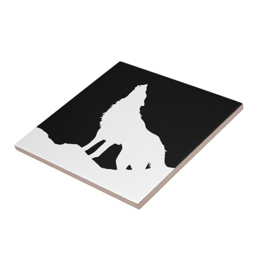 Einzigartiger Schwarz-Weiß-Pop Art Wolf Fliese (Seite)