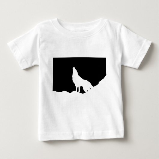 Einzigartiger Schwarz-Weiß-Pop Art Wolf Silhouette Baby T-shirt (Vorderseite)