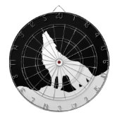 Einzigartiger Schwarz-Weiß-Pop Art Wolf Silhouette Dartscheibe (vorne)