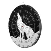 Einzigartiger Schwarz-Weiß-Pop Art Wolf Silhouette Dartscheibe (Vorderseite rechts)