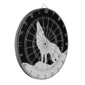 Einzigartiger Schwarz-Weiß-Pop Art Wolf Silhouette Dartscheibe (Vorderseite Links)