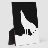 Einzigartiger Schwarz-Weiß-Pop Art Wolf Silhouette Fotoplatte (Seite)