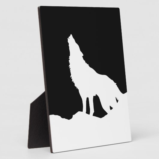 Einzigartiger Schwarz-Weiß-Pop Art Wolf Silhouette Fotoplatte (Seite)
