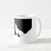 Einzigartiger Schwarz-Weiß-Pop Art Wolf Silhouette Kaffeetasse (VorderseiteRechts)