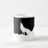 Einzigartiger Schwarz-Weiß-Pop Art Wolf Silhouette Kaffeetasse (Mittel)