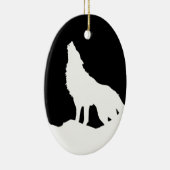 Einzigartiger Schwarz-Weiß-Pop Art Wolf Silhouette Keramikornament (Rechts)