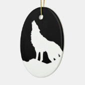 Einzigartiger Schwarz-Weiß-Pop Art Wolf Silhouette Keramikornament (Links)