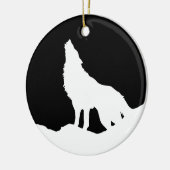 Einzigartiger Schwarz-Weiß-Pop Art Wolf Silhouette Keramikornament (Links)