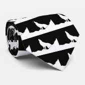 Einzigartiger Schwarz-Weiß-Pop Art Wolf Silhouette Krawatte (Gerollt)
